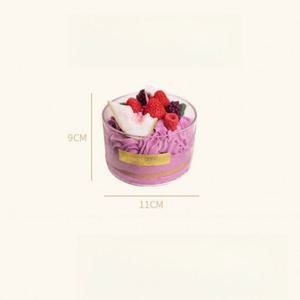 Bougie parfumée en verre rond en forme de gâteau de dessert aux fruits, décoration d'anniversaire pour la maison - Product Image 3