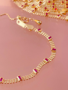 Xinfly Solid 18K Gold <b>Ruby</b> <b>Bracelet</b> Low MOQ 1pc Ready to Ship Everyday Wear Fine Jewelry for Women - Product Image 3