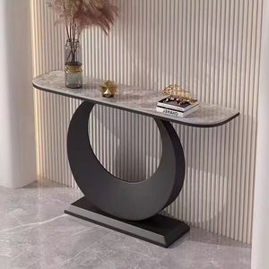 <span class=keywords><strong>Mesa</strong></span> de Decoración de Entrada con Base de <span class=keywords><strong>Media</strong></span> <span class=keywords><strong>Luna</strong></span> en Metal Dorado, Mueble Moderno para Sala de Estar, <span class=keywords><strong>Mesa</strong></span> de Esquina para Pasillo - Product Image 4