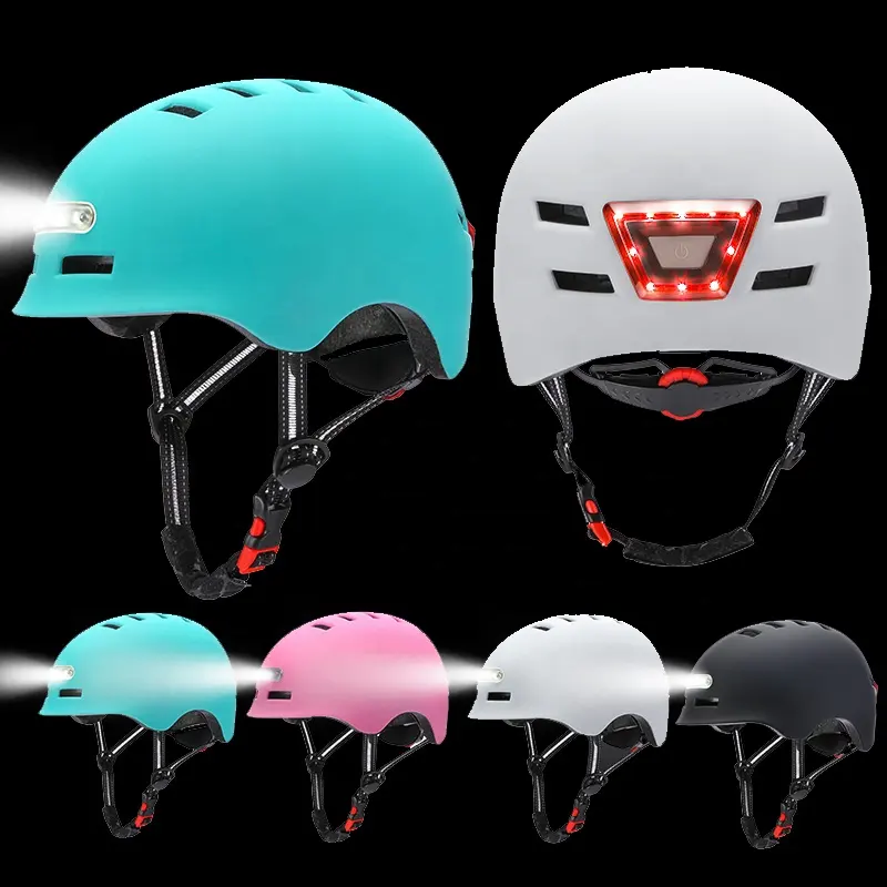 2023 New CE Adult Bike Riding Bicycle Led Light Helmet with front and rear Signal Light