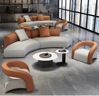 Ensemble de canapé et table basse en bois courbé, style luxe léger et moderne, pour villa, hôtel, hall d'entrée, bureau et mobilier de réception d'entreprise