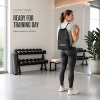 Sac à cordon en maille noire imperméable, sac de sport, sac à dos à cordon, pochette à cordon, impression de logo personnalisé, sac fourre-tout en polyester pour la salle de sport et l'entraînement