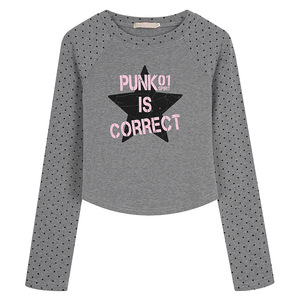 Simpatica maglietta <span class=keywords><strong>a</strong></span> maniche lunghe da donna in stile americano con <span class=keywords><strong>pois</strong></span> e stelle, vestibilità slim per l'autunno - Product Image 1