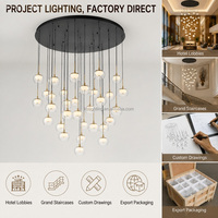 Lustre en verre opale flottant en cascade, grand luminaire rond multi-pendentifs pour les halls d'hôtels, les grands escaliers et les villas de luxe