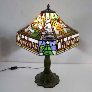 LongHuiJing European Floral Stained Glass Tiffany Desk <b>Lamp</b> with Antique Art Style Lotus Zinc Alloy <b>Base</b> AC Powered - Product Image 3