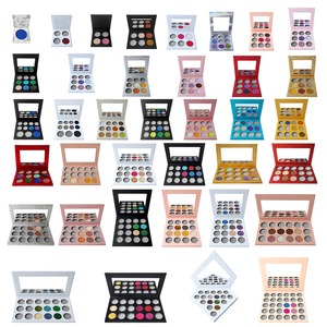 OEMメイクアップアイシャドウパレットDIYカラーマットきらめきグリッターブロック高顔料ラウンドパンアイシャドウパレットさまざまなオプション