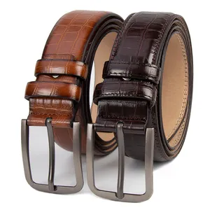 Crocodile Pattern Luxury Men's Belt PU Material Advanced Durable Men's Matching PU Belt