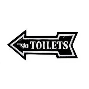Panneau mural personnalisable fait main pour toilettes, en fonte, en stock - Product Image 1