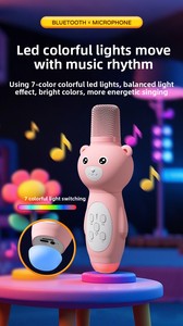 Microphone à condensateur sans fil pour enfants, machine à karaoké, <span class=keywords><strong>jouet</strong></span> avec éclairage RVB, réduction du bruit, vente chaude - Product Image 3