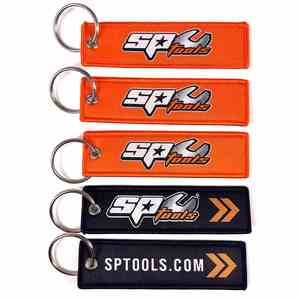 Porte-clés brodé double face personnalisé avec logo et texte, en tissu tissé, pour cadeaux promotionnels - Product Image 3
