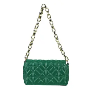 Nuova piccola borsa quadrata a contrasto e minimalista con catena spessa, borsa singola a spalla sotto le ascelle, borsa da donna