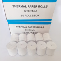48g 55g 65g 68g 70g便宜的白色热敏纸卷，用于POS收银机无芯80x 70mm毫米