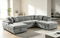 Nouveau design Canapé d'angle moderne en forme de L avec rangement, convertible en lit, pour salon