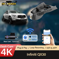 Holroadx Black 4K Video Recorder Dash Cam-Custom Fit untuk Infiniti QX30 170 Sudut Lebar Lensa Ganda Perekaman Visi Malam