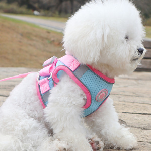 Arnés de malla transpirable para mascotas, para perros pequeños y gatos, con correa ajustable para paseos al aire libre - Product Image 2