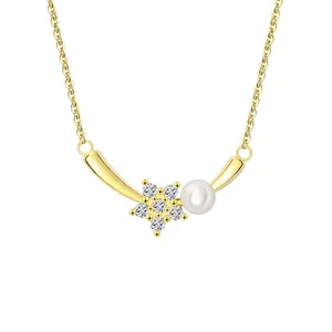 RINNTIN APN28 Modische Modische Damen-Geschenk-Schmuck 925 Sterling-Silber Stern-Süßwasser-Perlen-Anhänger Halskette