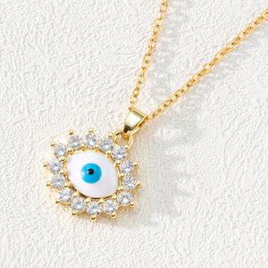 Delicado Latón chapado en oro CADENA <span class=keywords><strong>DE</strong></span> ACERO INOXIDABLE <span class=keywords><strong>Ojo</strong></span> <span class=keywords><strong>de</strong></span> <span class=keywords><strong>Horus</strong></span> collar circón encanto joyería <span class=keywords><strong>turco</strong></span> mal <span class=keywords><strong>de</strong></span> ojos colgante collar - Product Image 6