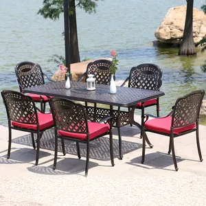 Ngoài Trời Lawn Furniture Patio Gang Nhôm Ghế Ăn Và Bàn Nướng Đặt Đồ Nội Thất Sân Vườn