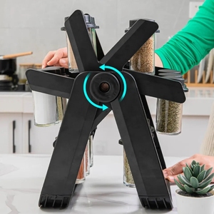 18Pcs ABS Grande Roue Rotatif Verre Assaisonnement Rack Poivre Sel Épice Cruet Bouteille Ensemble Avec Support - Product Image 4