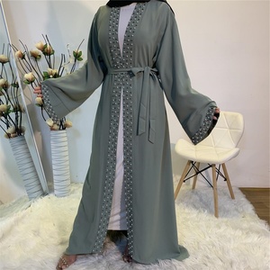 1838 #   Abaya de Perlas, Moda Modesta para Mujeres, Ropa Islámica, Túnica Larga Elegante, Kimono Abierto por Delante, Vestido Musulmán - Product Image 2