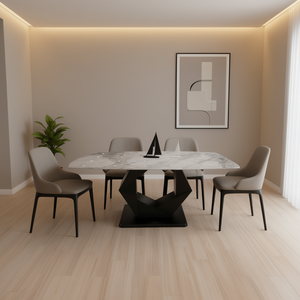 Tavolo da Pranzo Homeera L160W90H75cm con Piano in Marmo e Gambe in Metallo, Design Contemporaneo per Arredamento Sala da Pranzo - Product Image 2