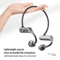 K69 headphone nirkabel konduksi tulang Audifo, earbud olahraga mode telinga terbuka baterai LED JL tahan air tali leher earphone