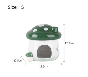 Foresta di funghi in ceramica criceto con motivo floreale per soggiorno nidificazione - Product Image 6