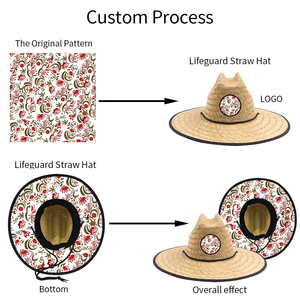 <span class=keywords><strong>Chapeaux</strong></span> de plage en paille à large bord anti-UV pour hommes, été, logo personnalisé, impression de patch, sombrero américain, chapeau de <span class=keywords><strong>surf</strong></span> de plage - Product Image 4