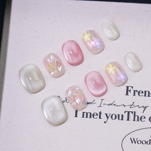 Nouvelles <span class=keywords><strong>Faux</strong></span> <span class=keywords><strong>Ongles</strong></span> Press-On Œil de Chat Faits Main Printemps-Été Style Pure Desire Fleurs Peintes à la Main Amovibles Vente en Gros - Product Image 1