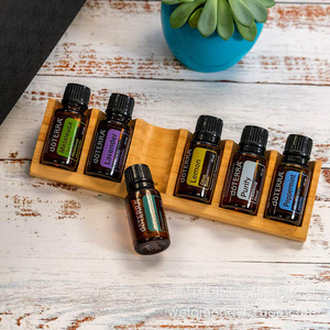 Essential Oil Display Stand Wooden Storage Rack Desktop Organizer Natural Bamboo Rectangle Shape Multi Compartment <b>Solid</b> <b>Wood</b> - Product Image 3
