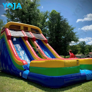 Château gonflable stable et anti-déchirure en PVC couleur unie à double piste avec toboggan, pour usage sec ou humide, idéal pour les aires de jeux intérieures pour enfants - Product Image 2