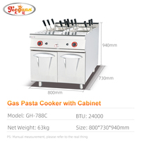 Équipement de cuisine commerciale Cuisinière à pâtes à gaz à haute efficacité avec armoire pour le service de repas