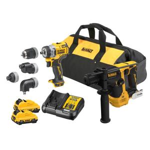 Ensemble d'outils électriques DeWalt 20V Max, perceuse sans fil et clé à chocs avec batteries, chargeur et sac - Product Image 1