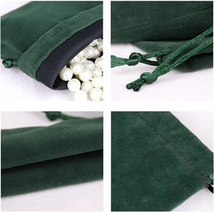 Draw <strong>String</strong> Personalized Small Collection Packaging Emerald Green Velvet Jewelry Bracelet Makeup <strong>Bags</strong> for Jewelry - Product Image 5