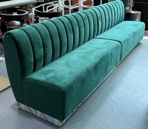 Panca Moderna in Velluto Verde per Sala <span class=keywords><strong>da</strong></span> Pranzo, Seduta Lunga Imbottita per Ristoranti Commerciali, Caffè, <span class=keywords><strong>Bar</strong></span>, Hotel e Lounge - Product Image 4