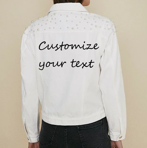 Al por mayor: Camisa vaquera de mujer de manga larga, holgada, con botones y perlas, solapa corta, estilo casual y versátil, para otoño, senderismo y bodas. - Product Image 2