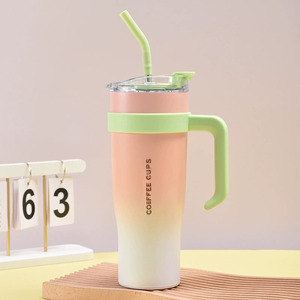 Vaso de viaje aislado al vacío 304 de acero inoxidable de gran capacidad de 40oz, taza Mac con asa y tapa para agua en movimiento - Product Image 4