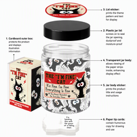 Pot de soutien émotionnel Cryptid Jar avec 60 cartes d'affirmations positives, motif chat amusant sur le thème d'Halloween, ornement de bureau pour femmes, hommes et adolescents
