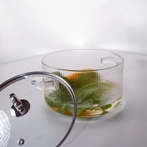 Juego de utensilios de cocina de vidrio borosilicato con tapa, olla ignífuga para estufa de gas - Product Image 4