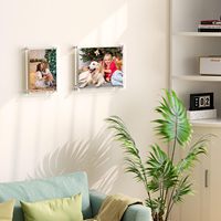 Cadres photo carrés en acrylique transparent 11x14 avec impression UV/numérique, design personnalisable pour photos murales flottantes ou suspendues, cadeau