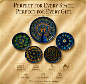 Juego de 5 Platos Decorativos de Pared con Diseño de Mandala de Pavo Real |   Arte de Pared de Metal Hecho a Mano para Sala de Estar, Dormitorio, Pasillo y Decoración del Hogar - Product Image 4