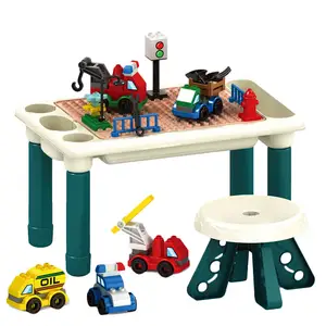 Juego de bloques de construcción de plástico para niños, juguete de construcción con ladrillos para armar camión, mesa de bloques, gran oferta