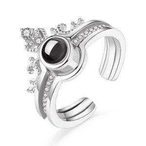 Corona Combinación Moda 100 Idiomas Te amo Personalidad Anillo <span class=keywords><strong>de</strong></span> <span class=keywords><strong>pareja</strong></span> abierto - Product Image 4