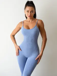 2024 New Plus Size Yoga Jumpsuit Lightweight Quick Dry Seamless BodySuit Breathable Solid Pattern For Adults