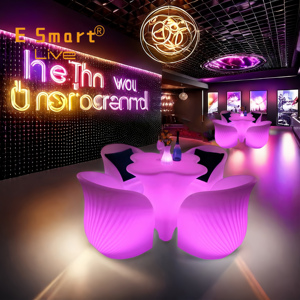 Illuminated Rustic Bar <strong>Table</strong> and Chairs Waterproof Plastic Furniture for Outdoor Parties for Home Bars Hotels Supermarkets - Product Image 2