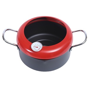 Deep Fryer With Temperature Control Red Cover Non-Stick Multi-Purpose For Gas Stove Induction Cooker Round Shape - Product Image 1