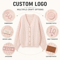 Cardigan en tricot torsadé ajouré rose coréen pour femme – Haut décontracté et polyvalent pour l'automne/hiver