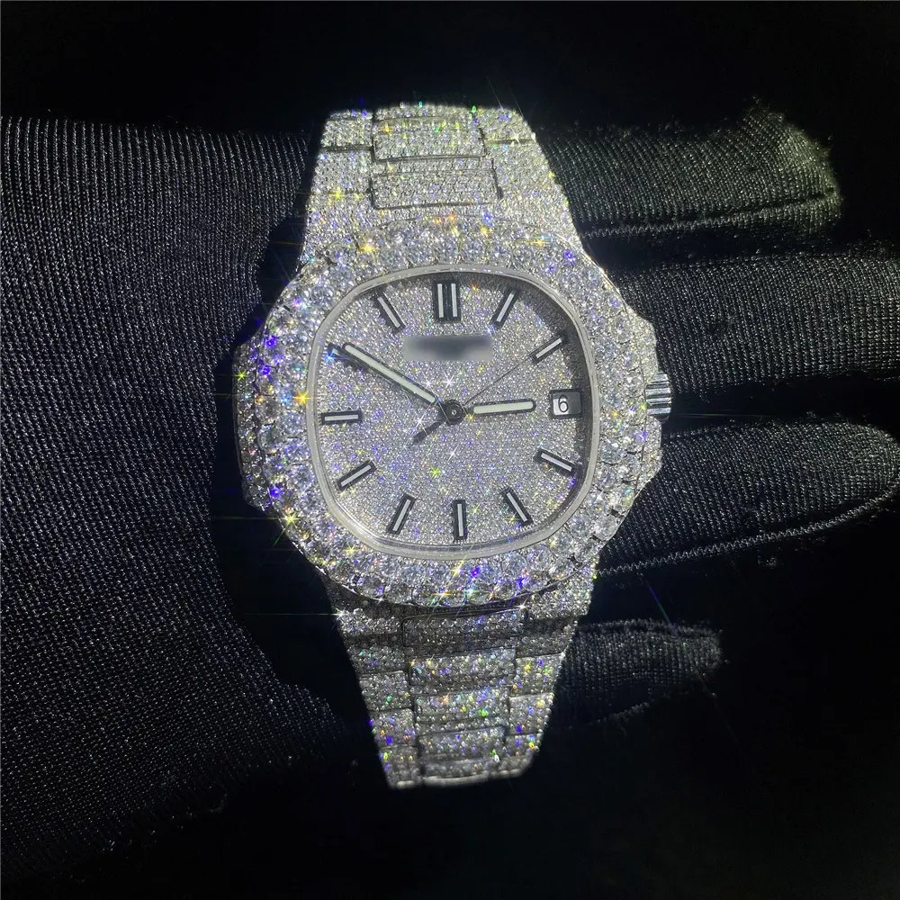 Light Jewelry Women Watches Top Brand Luxury Full Diamond Watch Men Custom Alloy Band Square Quartz Wristwatch