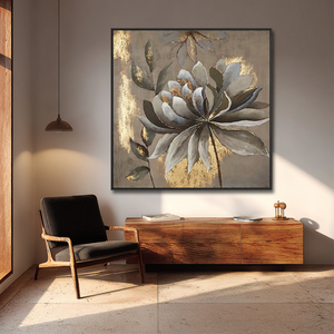 Dipinto Art <span class=keywords><strong>Déco</strong></span> Romantico Fatto a Mano con Fiori su Tela per Decorazione di Casa, Hotel, Ufficio o Caffetteria - Product Image 1