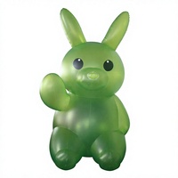 Lapin gonflable publicitaire vert, 10-12 pieds, imperméable, imprimé numériquement, décoration extérieure pour Halloween